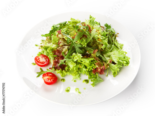 Restaurant food isolated - lettuce mix salad with cherry tomatoe