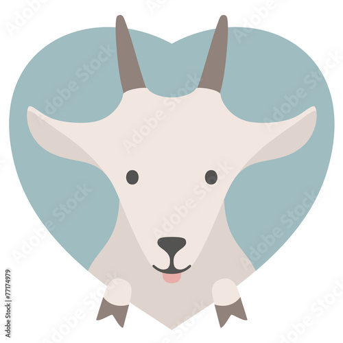 Animal set. Portrait of a goat in love in flat graphics
