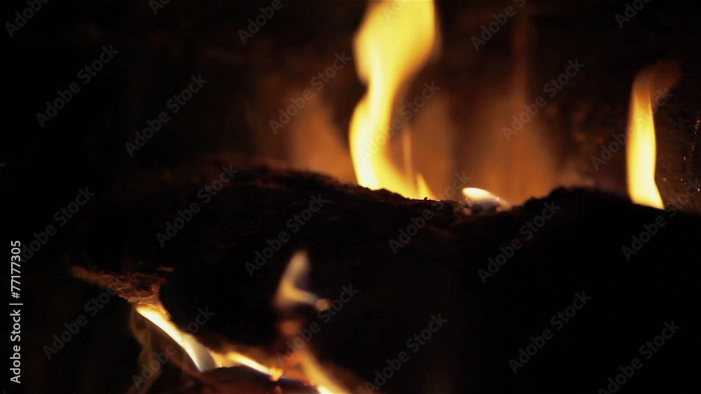 Bright burning wood, campfire macro video. Pan Bright burning wood, campfire macro video. Pan
