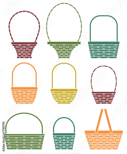 Stylized baskets isolated on white background