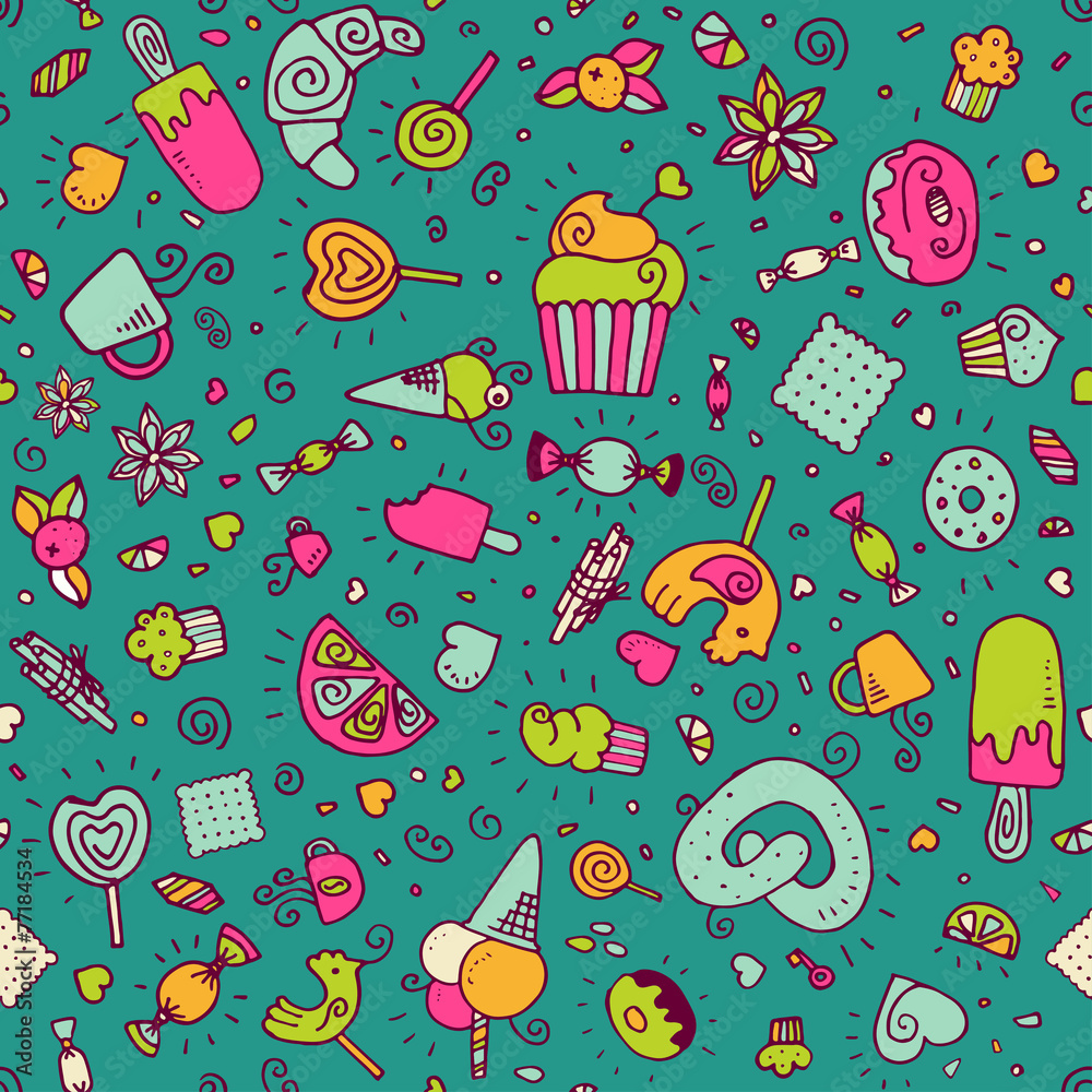 Vector seamless pattern with desserts Vector seamless pattern with desserts