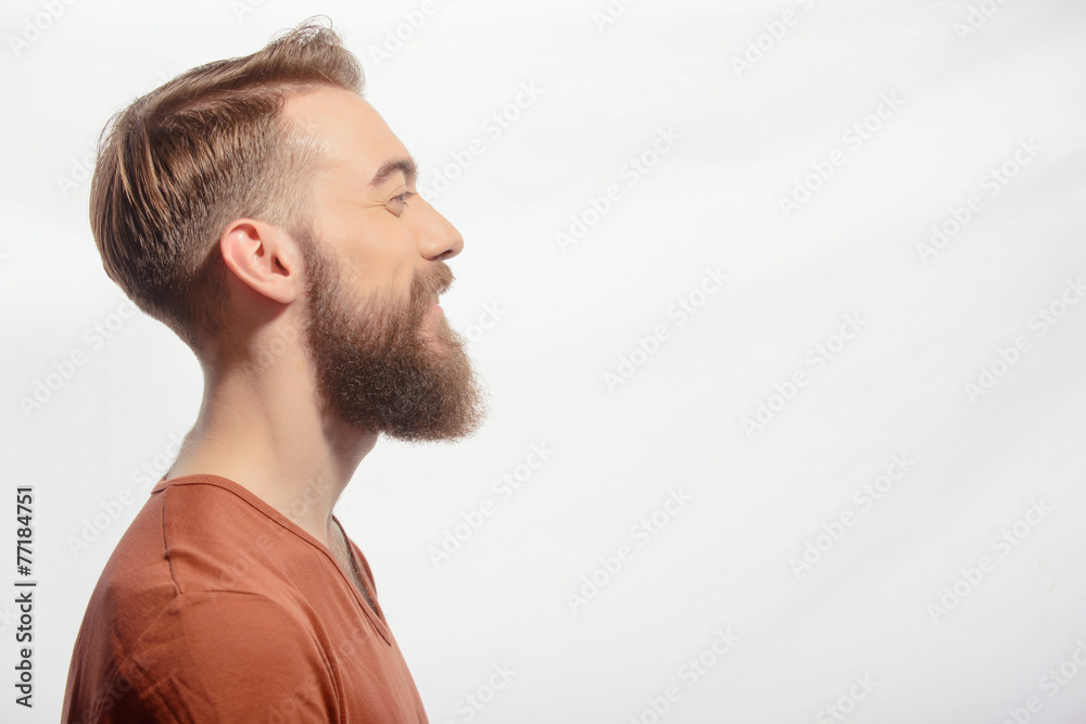 Fototapeta premium Handsome bearded man posing on white