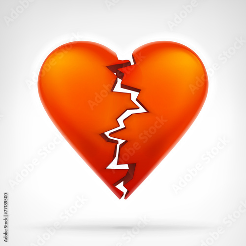 ruined red heart love into two parts concept graphic design