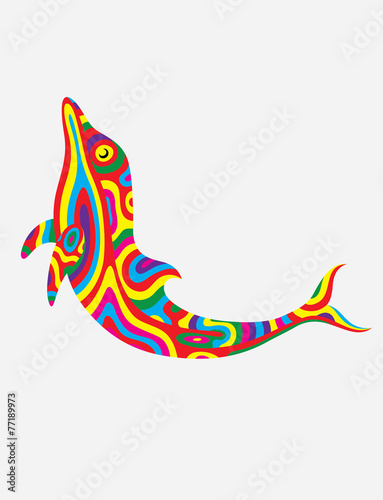 Dolphin abstract colorfully, art vector illustration