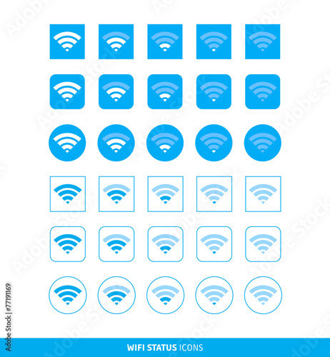 Wifi Status Icons Set Blue