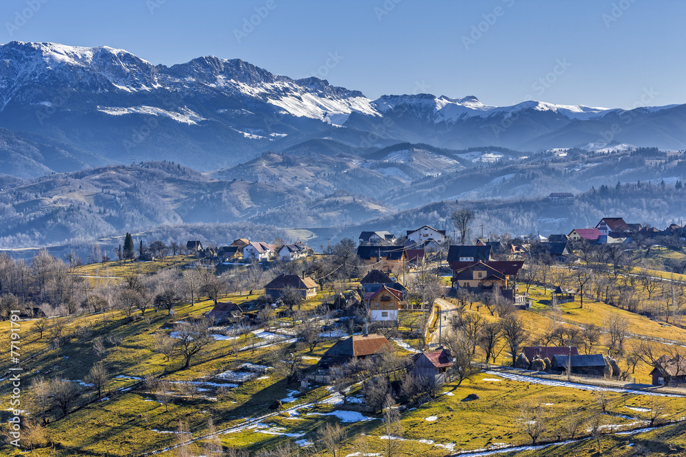 Countryside mountain landscape, Pestera village, Romania