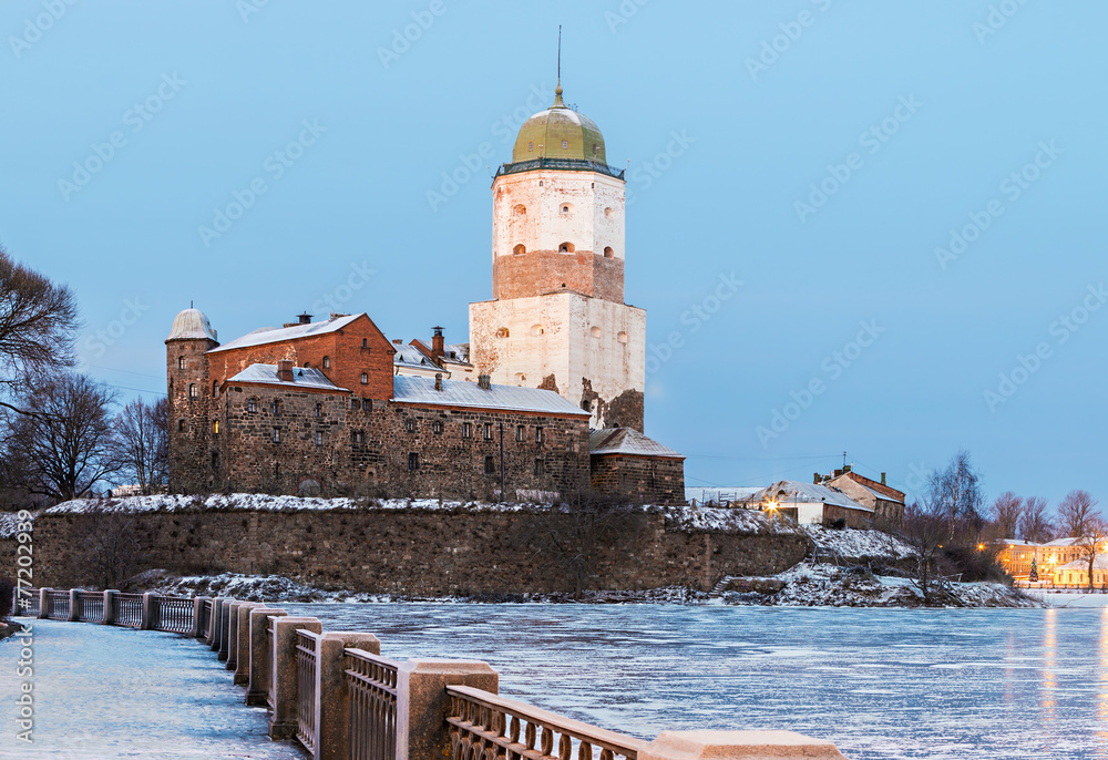 Vyborg Castle on a winter morning