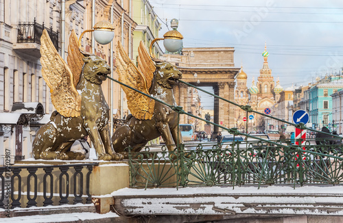 Griffon sculpture of Bank bridge in St.Peterburg © OlegDoroshin
