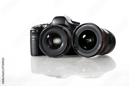 The camera on white background