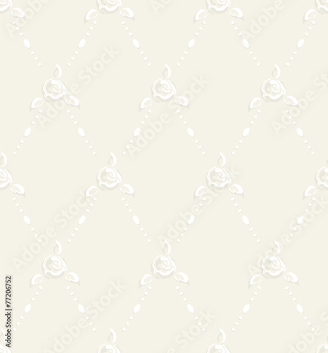 Rose and pearl seamless pattern sentimental in white