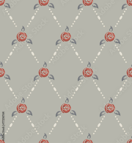 Rose and pearl seamless pattern retro style