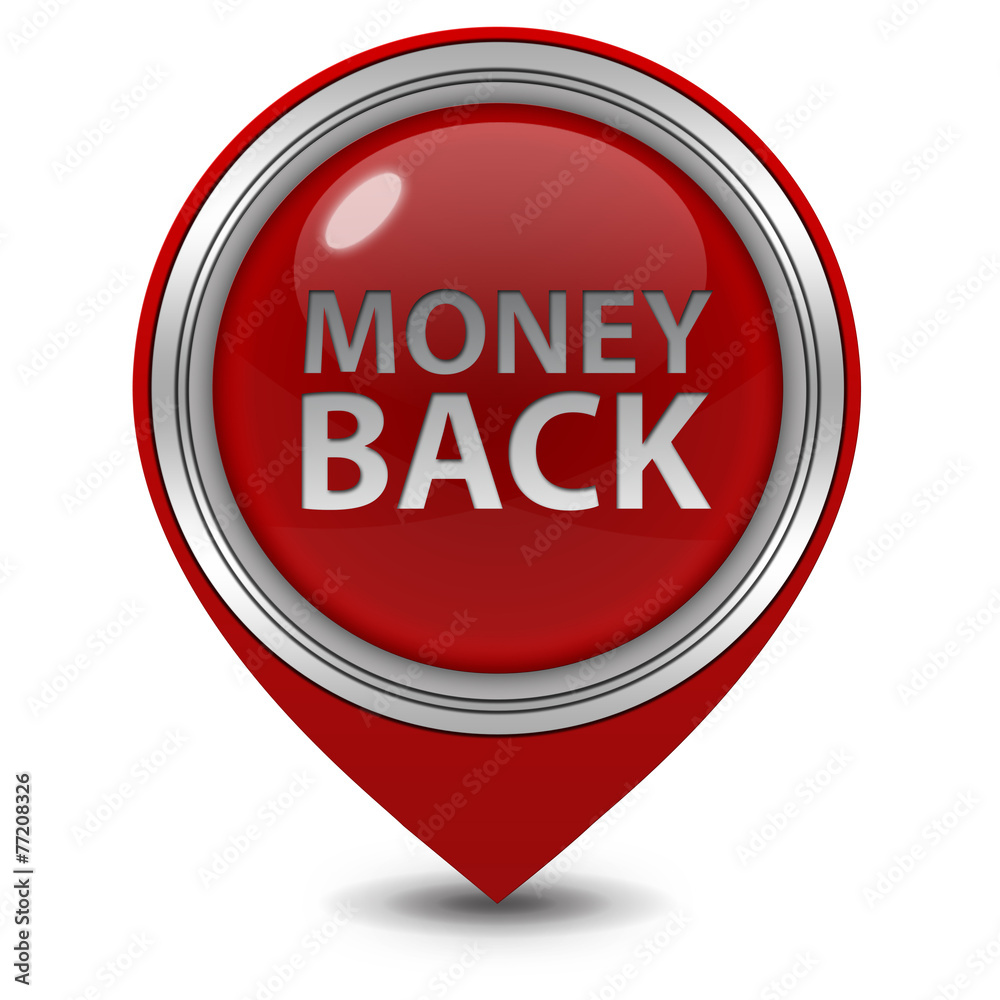 Money back pointer icon on white background Money back pointer icon on white background