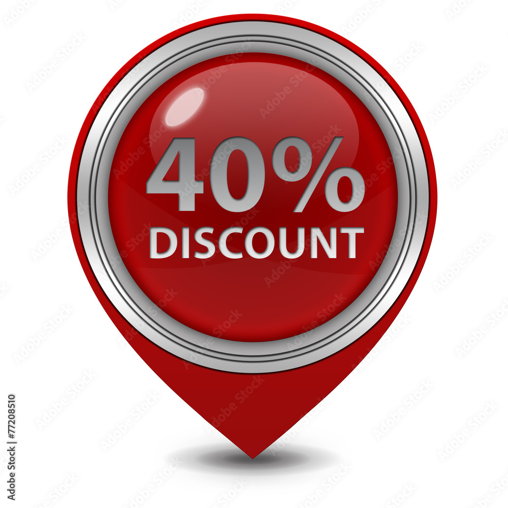 Discount forty percent pointer icon on white background Discount forty percent pointer icon on white background
