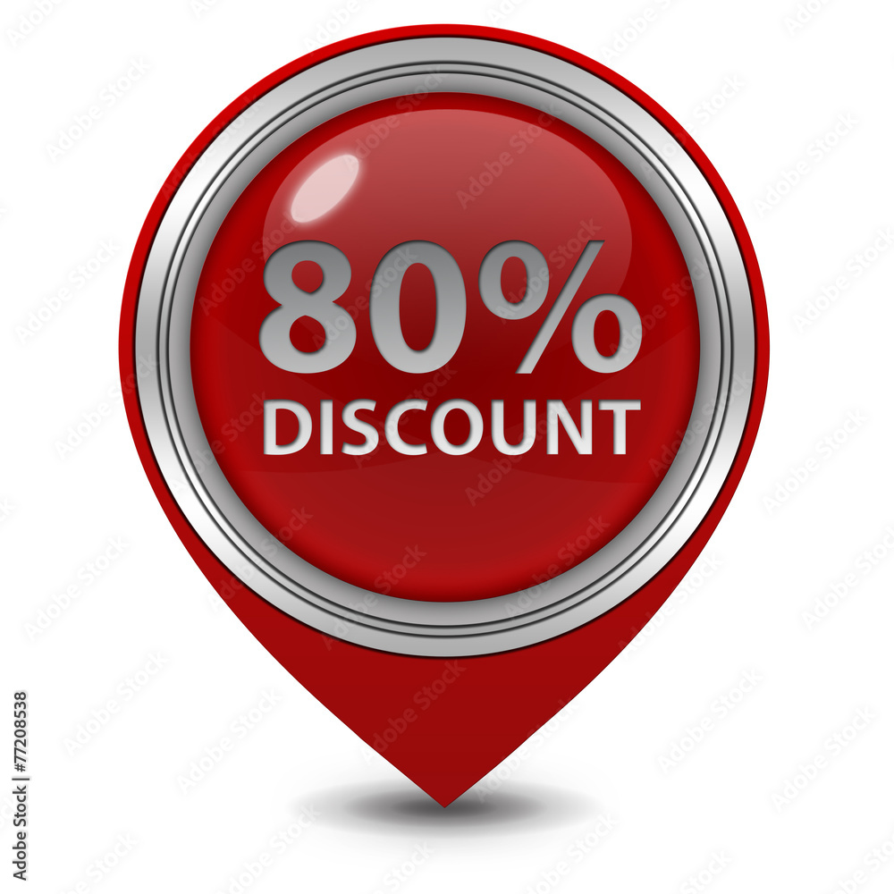 Discount eighty percent pointer icon on white background Discount eighty percent pointer icon on white background