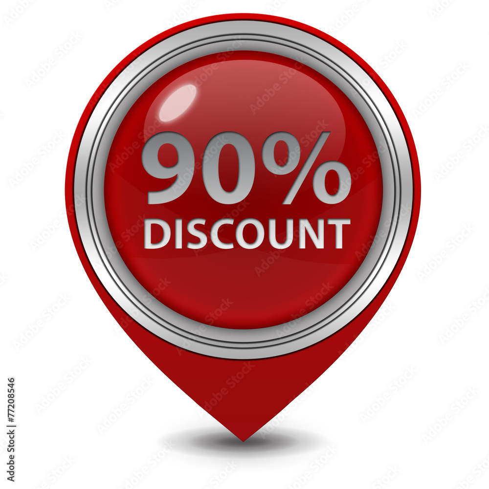 Discount ninety percent pointer icon on white background