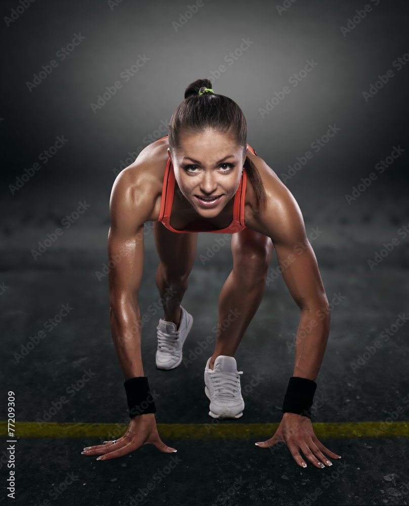 beautiful athlete on low start beautiful athlete on low start