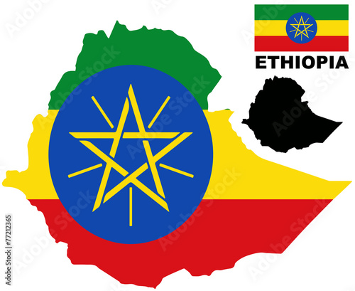 Ethiopia - Map and flag vector