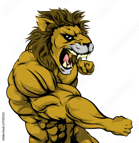 Fototapeta Naklejka Na Ścianę i Meble -  Punching lion mascot