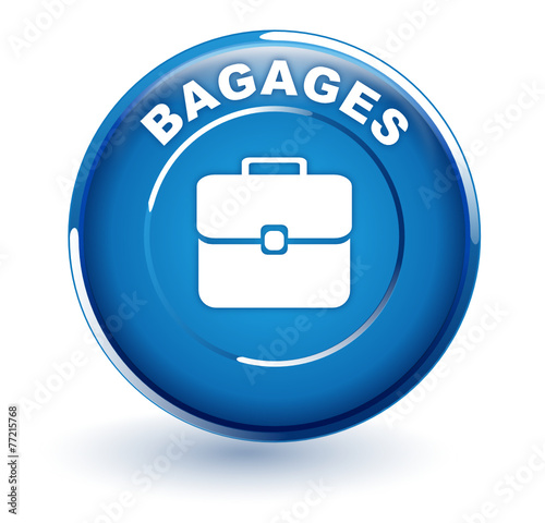 bagages sur bouton bleu