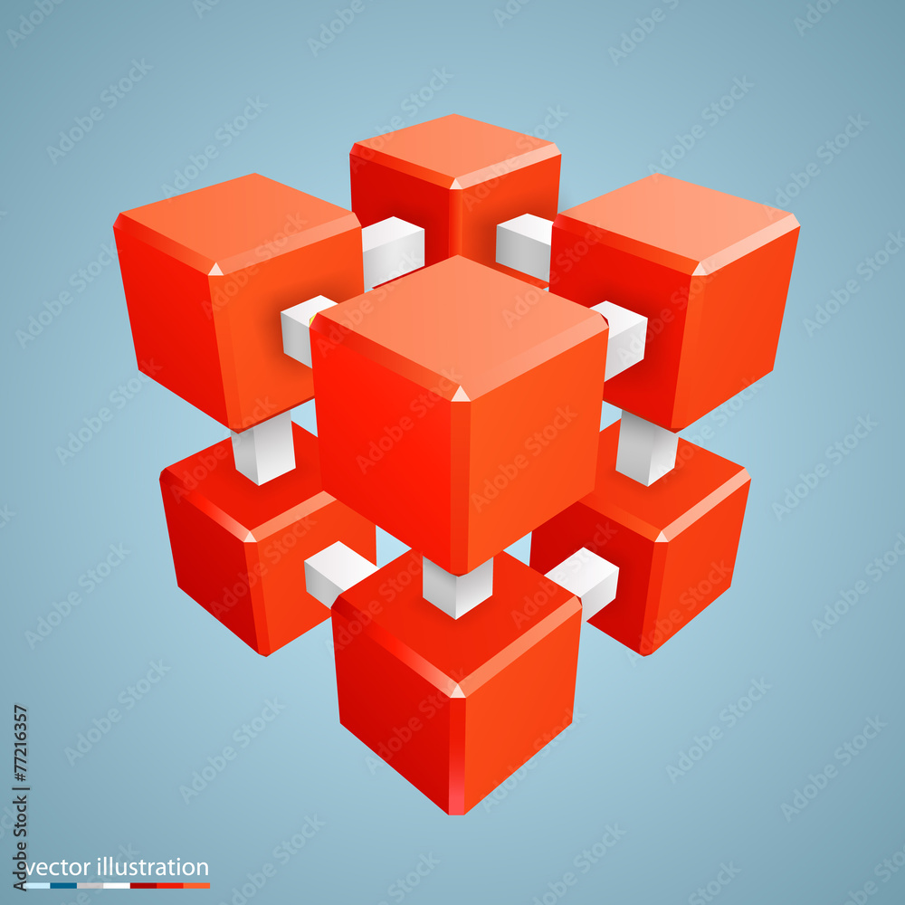 Three-dimensional abstract orange cube Three-dimensional abstract orange cube