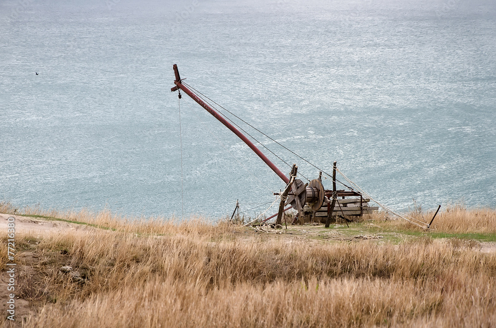 Fototapeta premium Winch for pulling out of the water fishing nets