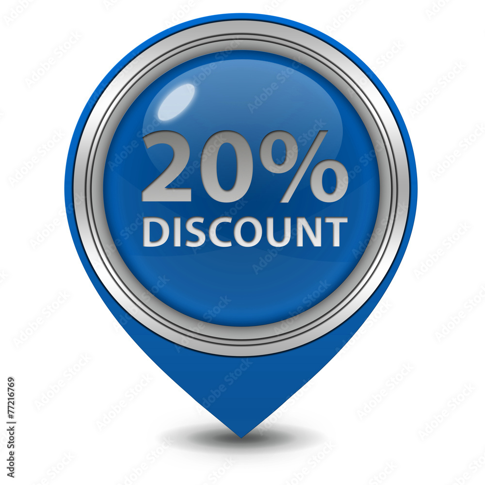 Discount twenty percent pointer icon on white background Discount twenty percent pointer icon on white background