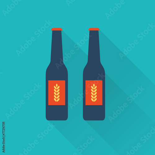 Beer bottles flat icons