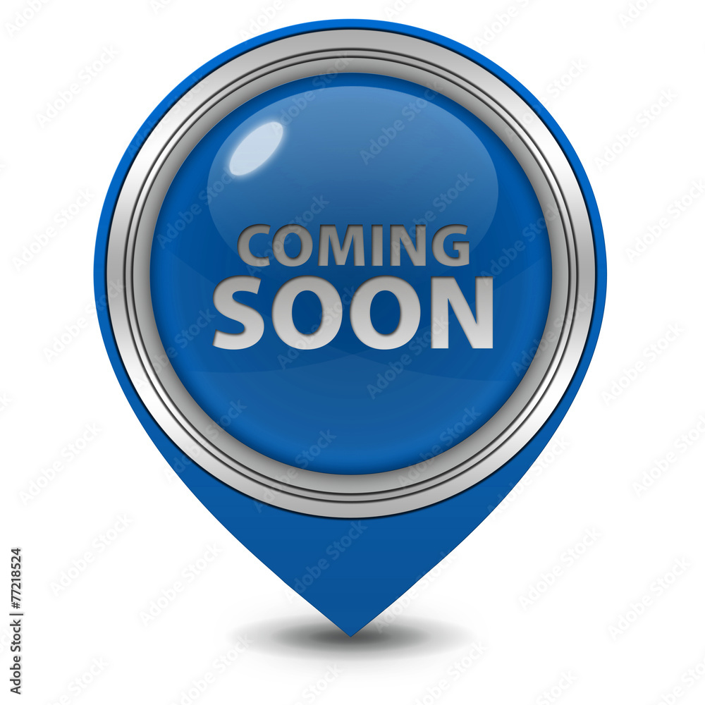 Coming soon pointer icon on white background Coming soon pointer icon on white background