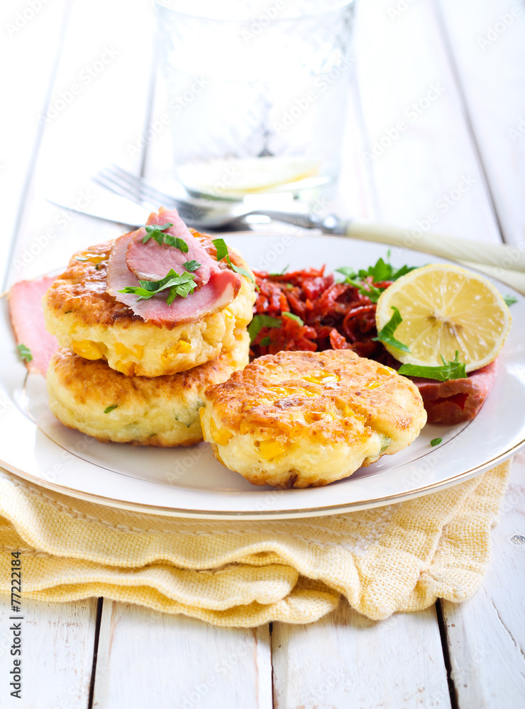 Sweet corn fried cakes