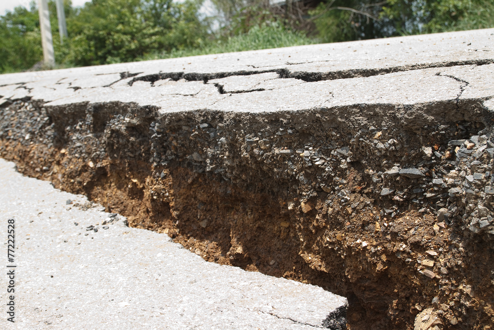 The road has cracks.