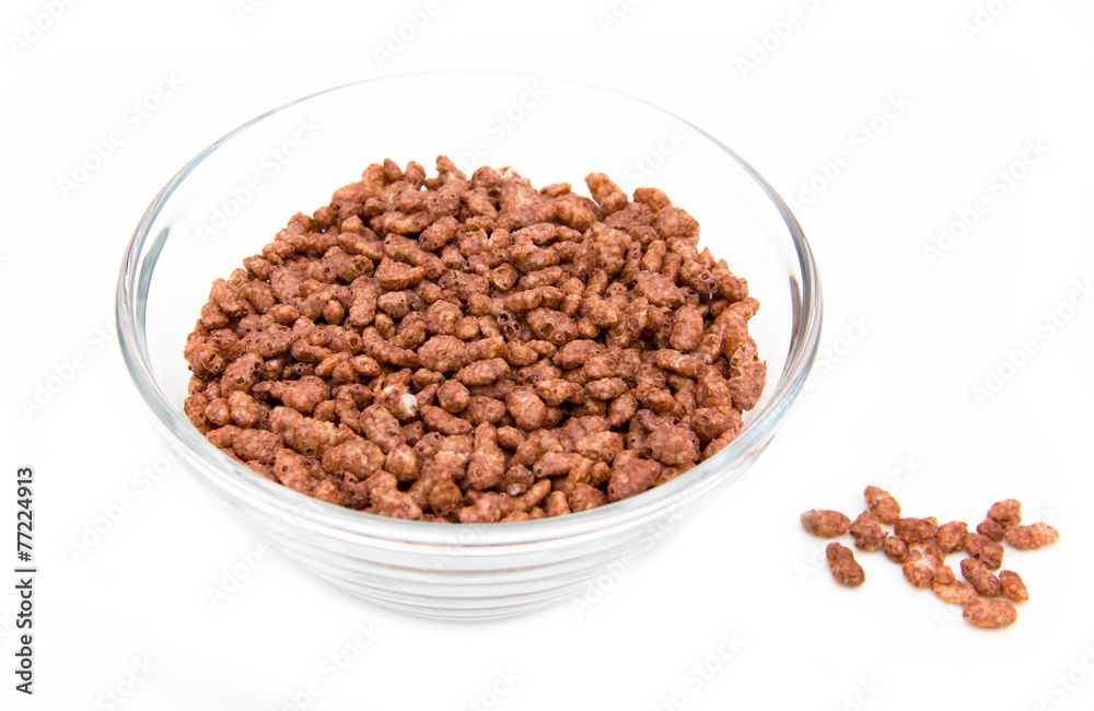 Rice cereal on bowl on white background Rice cereal on bowl on white background