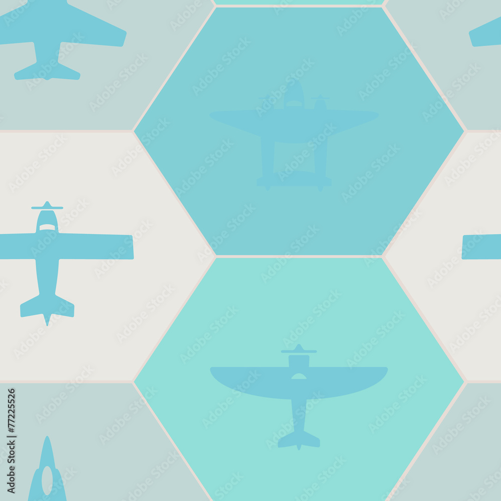 Seamless background with different airplanes Seamless background with different airplanes