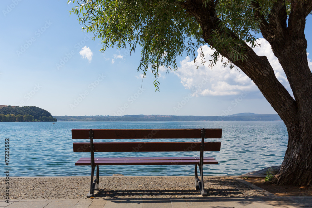 Bracciano Lake - Lonely bench in a silent place