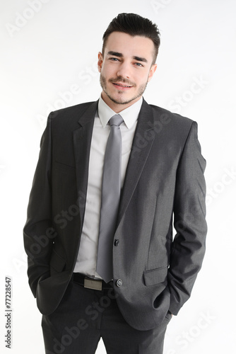 isolated young business man on white background