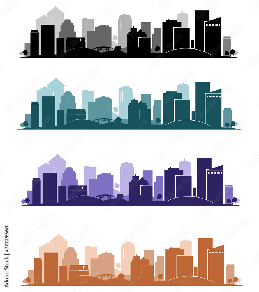 set of city silhouettes