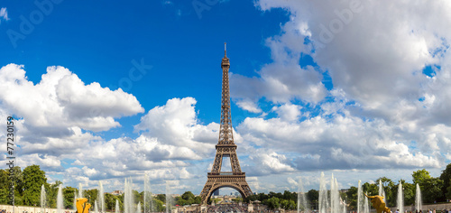 Panoramic view of Eiffel Tower in Paris