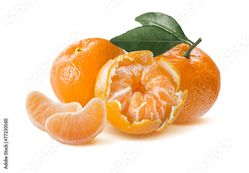 Fresh mandarin composition isolated on white background