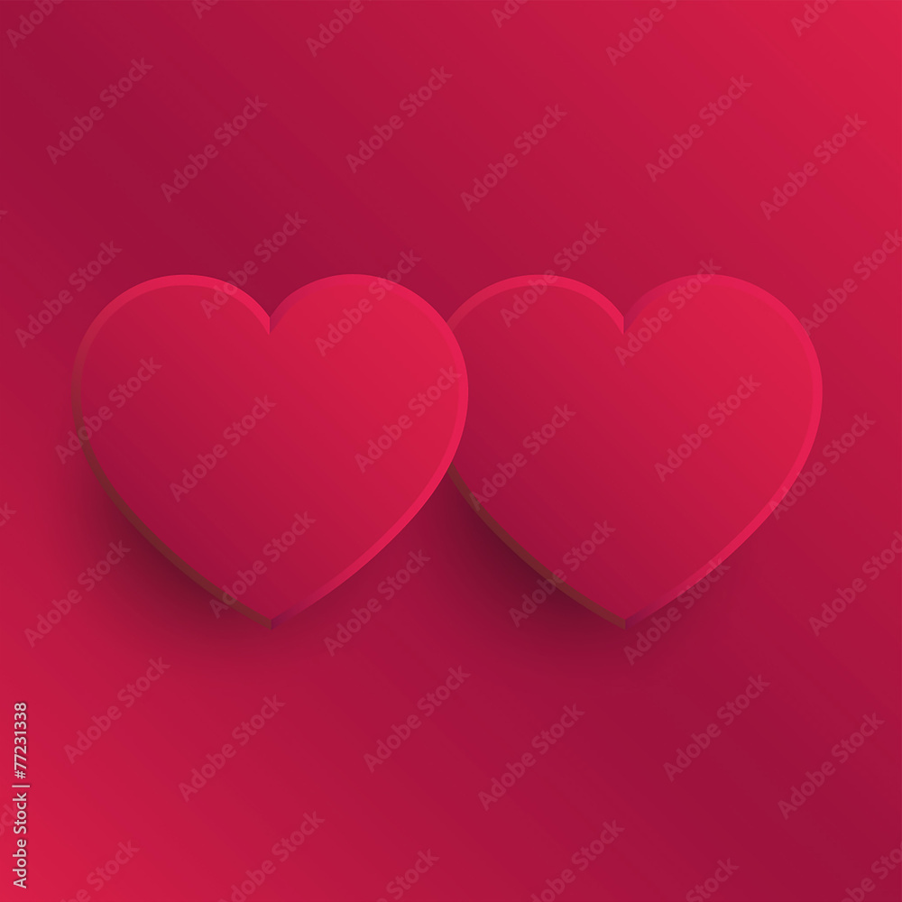 Two Pink Hearts - Valentine's Day Vector Illustration