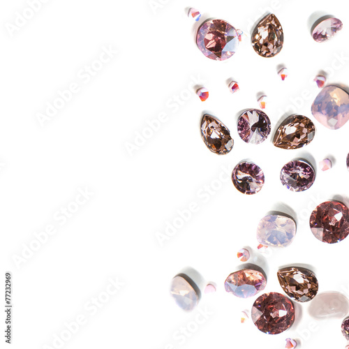 Crystal strasses on a white background. isolated