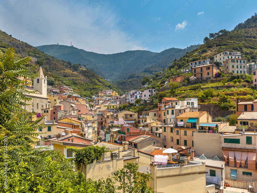 View over Riomaggiore, One of the Cinque Terre Villages in Italy