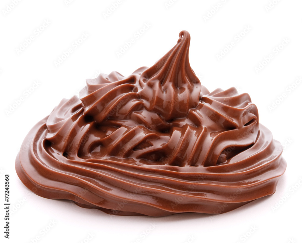Chocolate cream swirl isolated on white background cutout