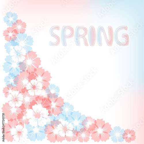 Pastel spring background with flowers.