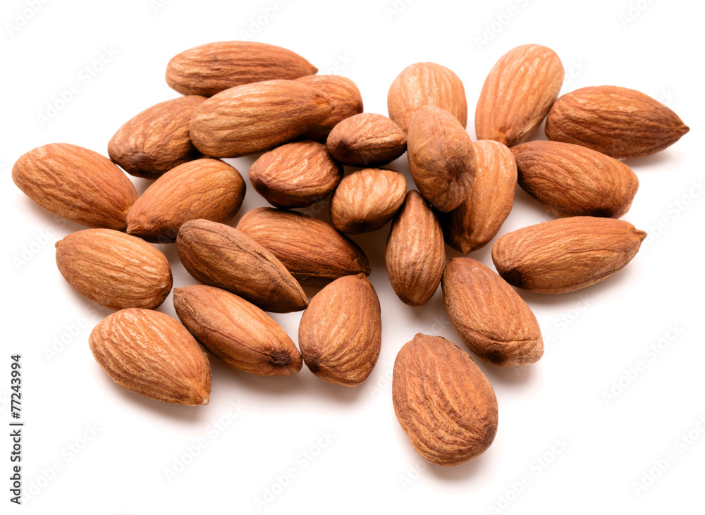 almond nuts isolated on white background close up almond nuts isolated on white background close up