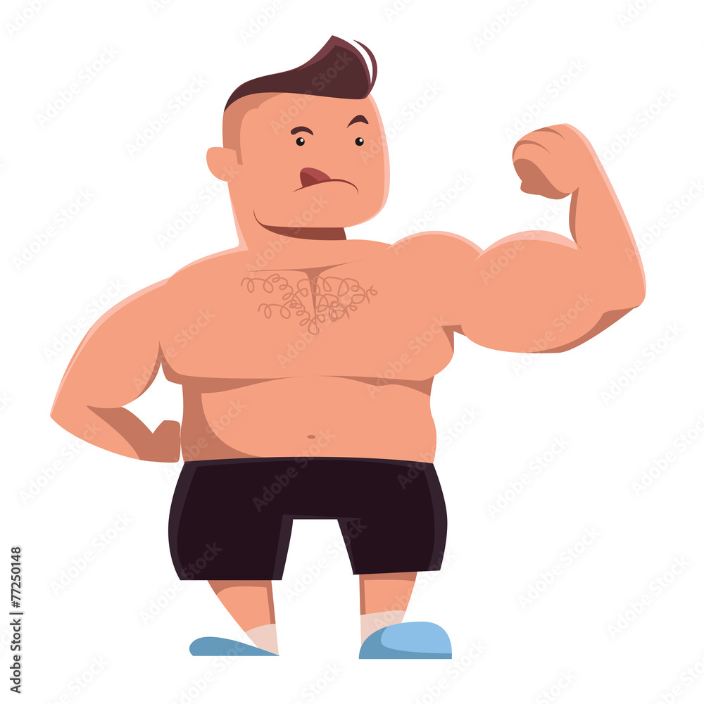 Strong man showing off vector illustration cartoon character Strong man showing off vector illustration cartoon character
