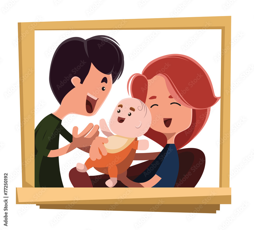 Happy family portrait vector illustration cartoon character