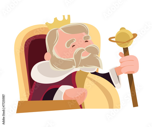 Old wise king sitting royal vector illustration cartoon