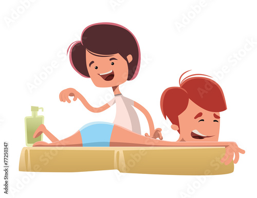 Man enjoying massage treatmant illustration cartoon character