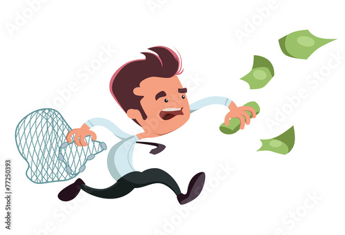 Catching money businessman vector illustration cartoon character
