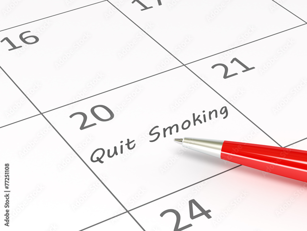 Quit smoking words on a calendar Quit smoking words on a calendar