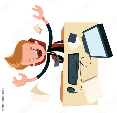 Business enthysiasm at work desk vector cartoon character